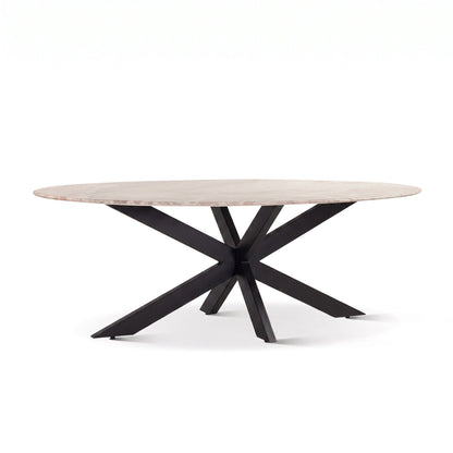90.5" Sawar Marble Oval Dining Table