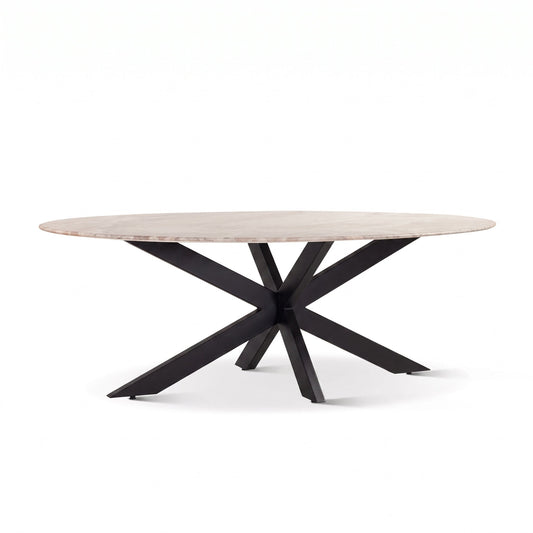 90.5" Sawar Marble Oval Dining Table