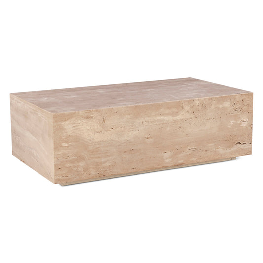 50" Travertine Stone Drum Coffee Table