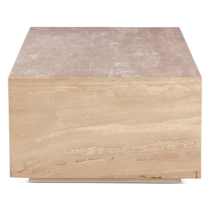 50" Travertine Stone Drum Coffee Table