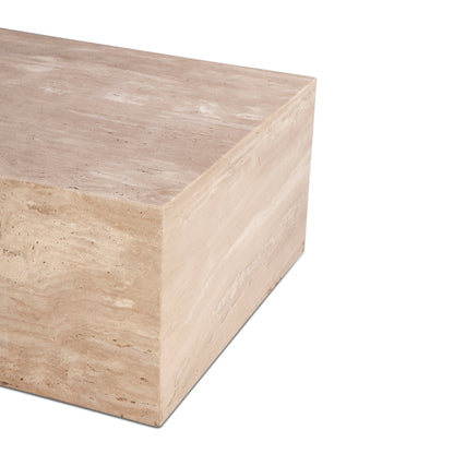 50" Travertine Stone Drum Coffee Table