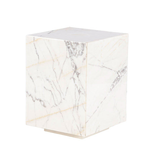 15" Alabaster Marble Drum Side Table