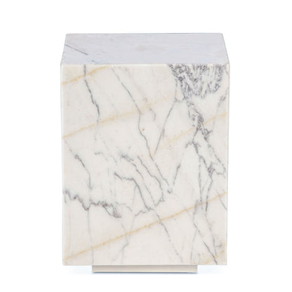 15" Alabaster Marble Drum Side Table