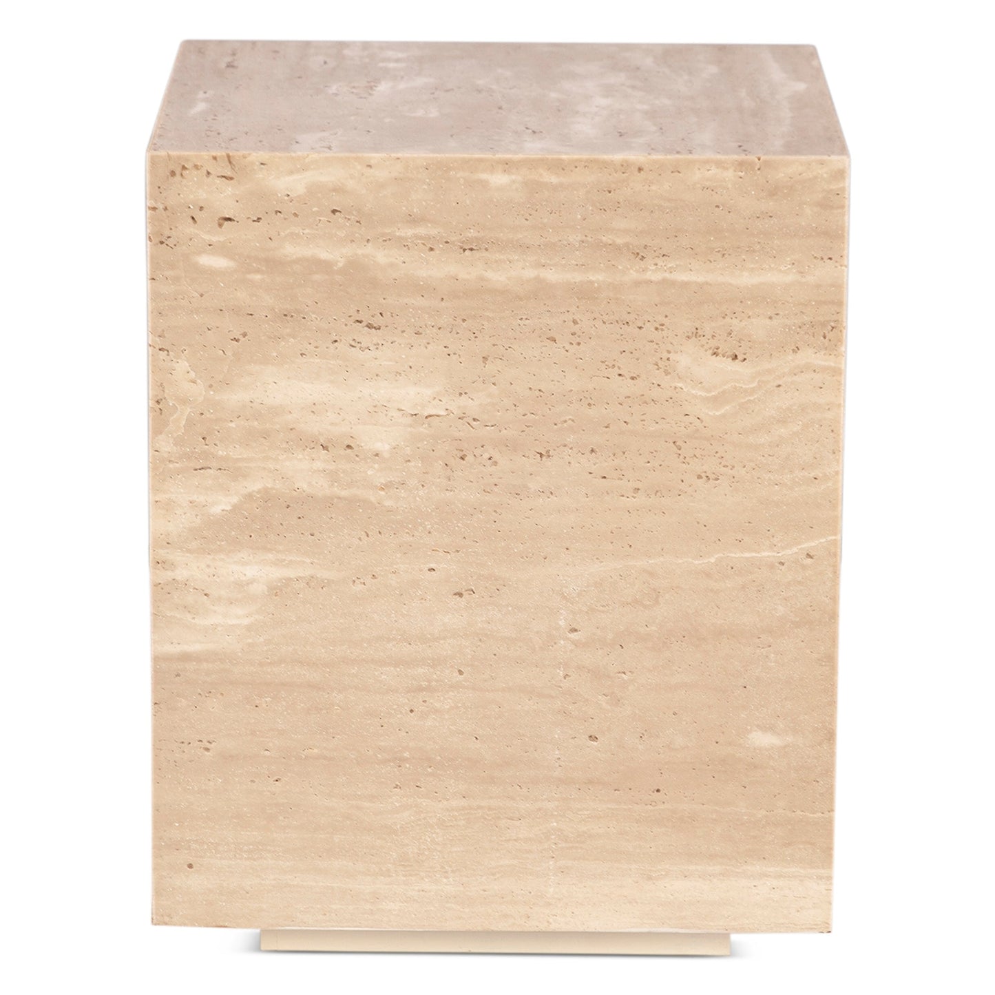 18" Travertine Stone Drum Side Table