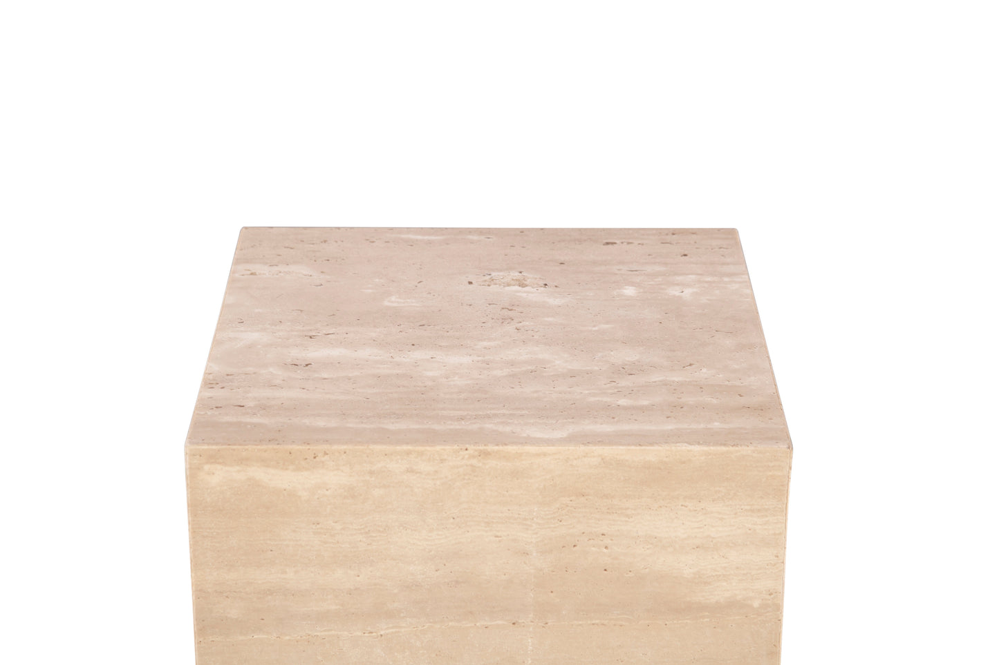 18" Travertine Stone Drum Side Table
