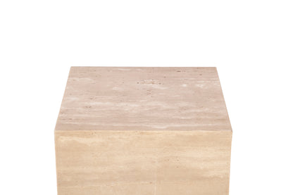 18" Travertine Stone Drum Side Table