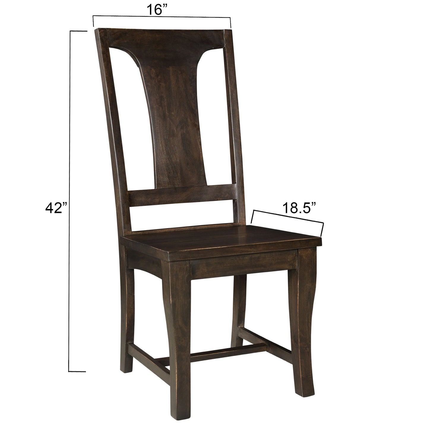 18" Vintage Brown Wood Dining Chair