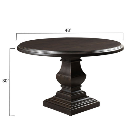 48" Vintage Brown Round Dining Table