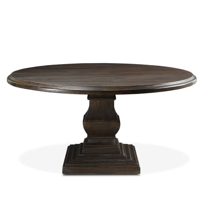 60" Vintage Brown Round Dining Table