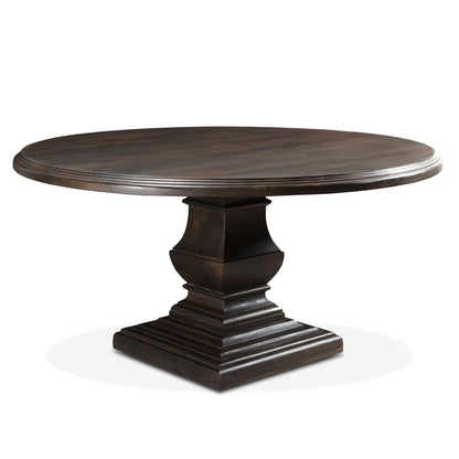 60" Vintage Brown Round Dining Table