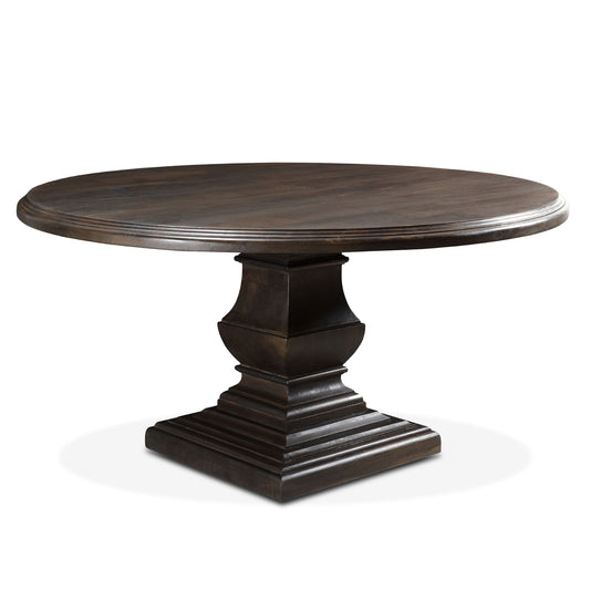 60" Vintage Brown Round Dining Table