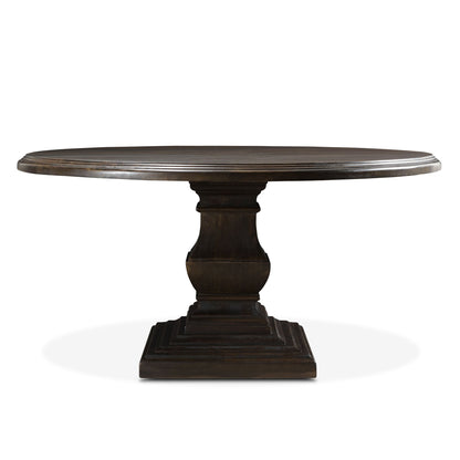 60" Vintage Brown Round Dining Table