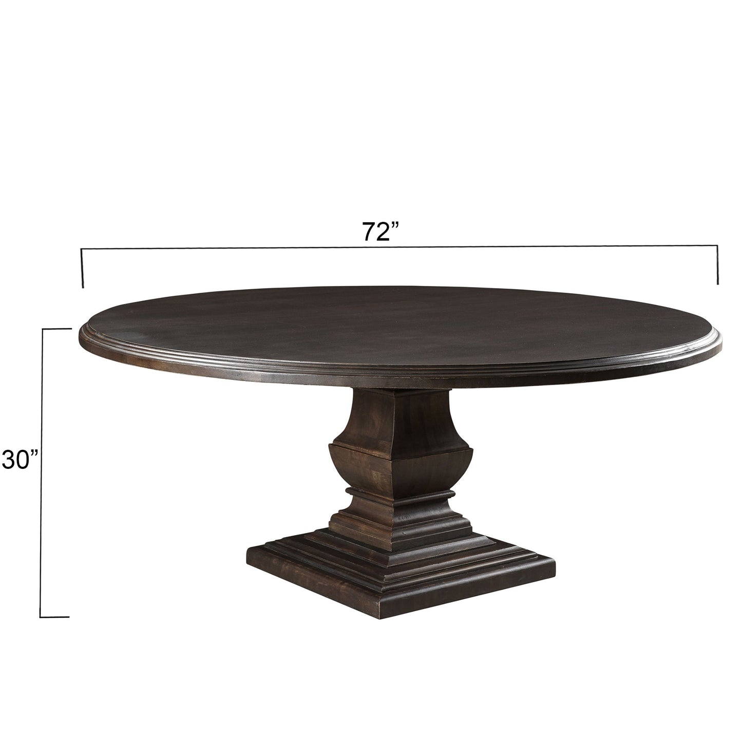 72" Vintage Brown Round Dining Table