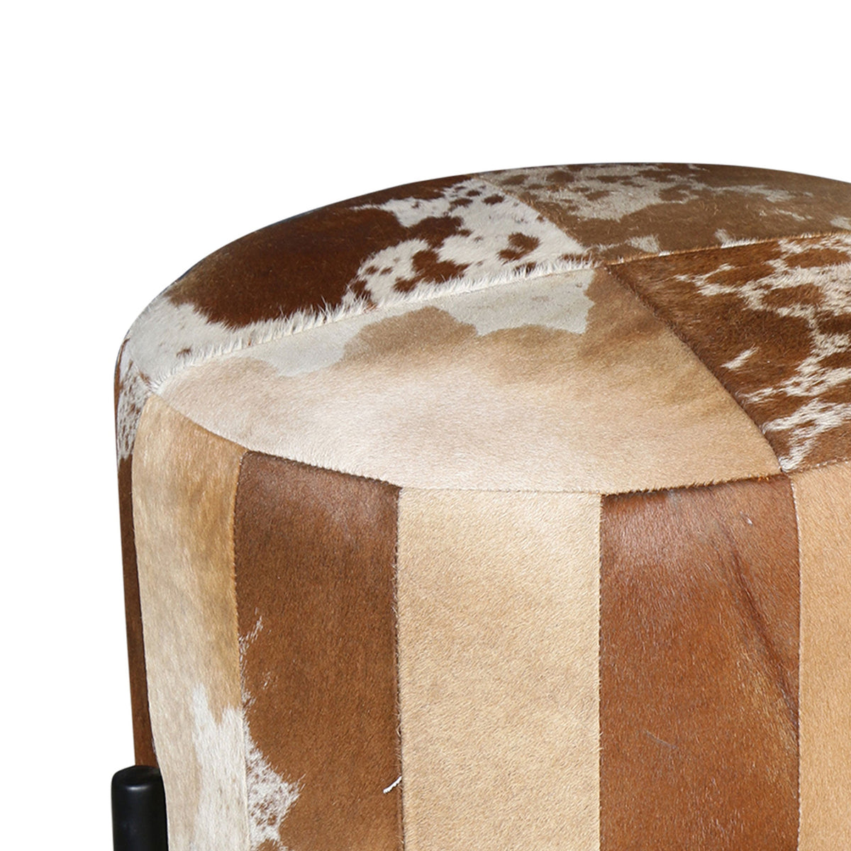 19" Brown Hair-on-Hide Leather Stool