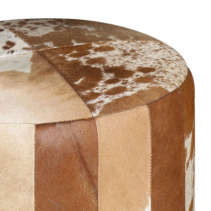 19" Brown Hair-on-Hide Leather Stool
