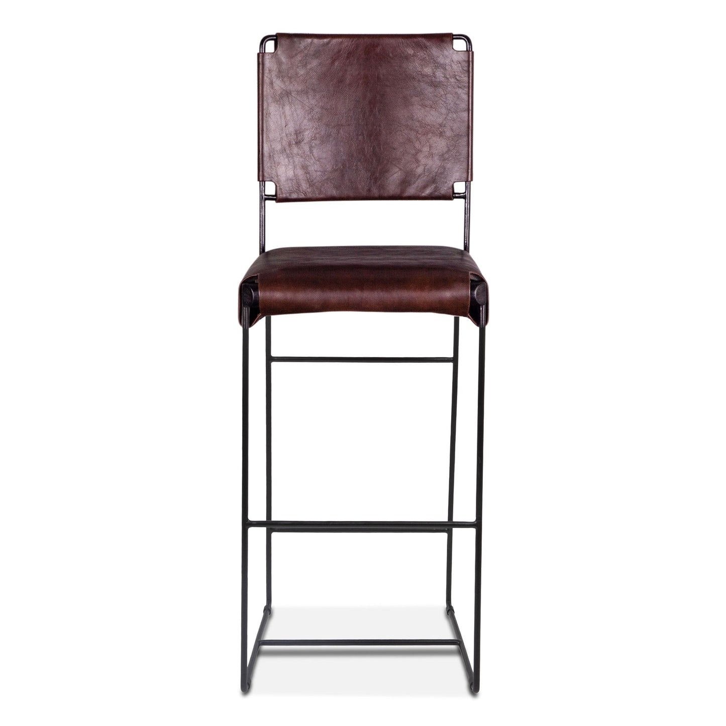 17" Chocolate Leather Bar Chair