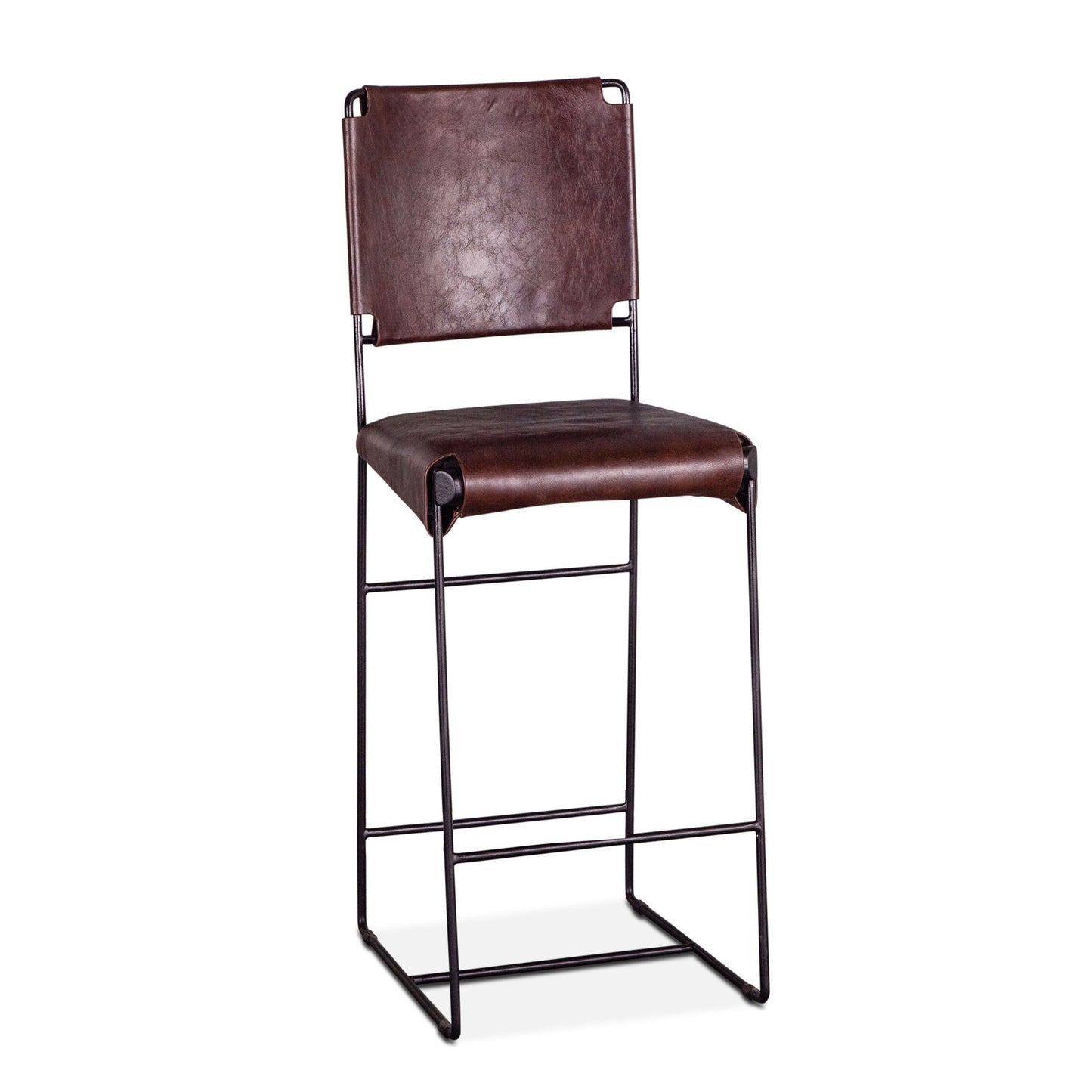 17" Chocolate Leather Bar Chair