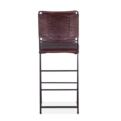 17" Chocolate Leather Bar Chair