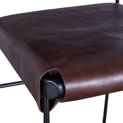 17" Chocolate Leather Bar Chair