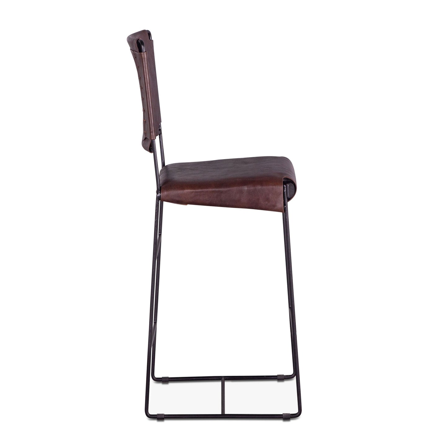 17" Chocolate Leather Bar Chair