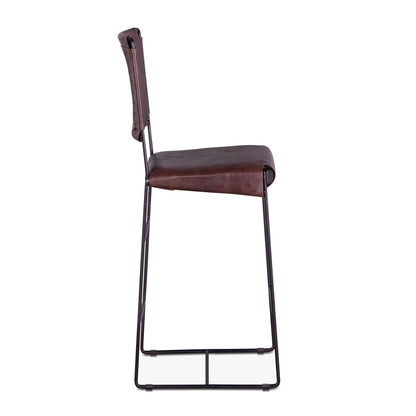 17" Chocolate Leather Bar Chair
