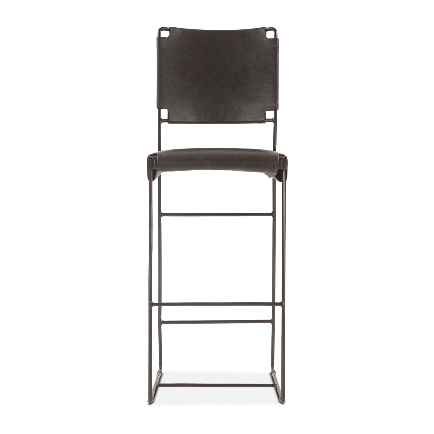 18" Black Buffalo Leather Bar Chair