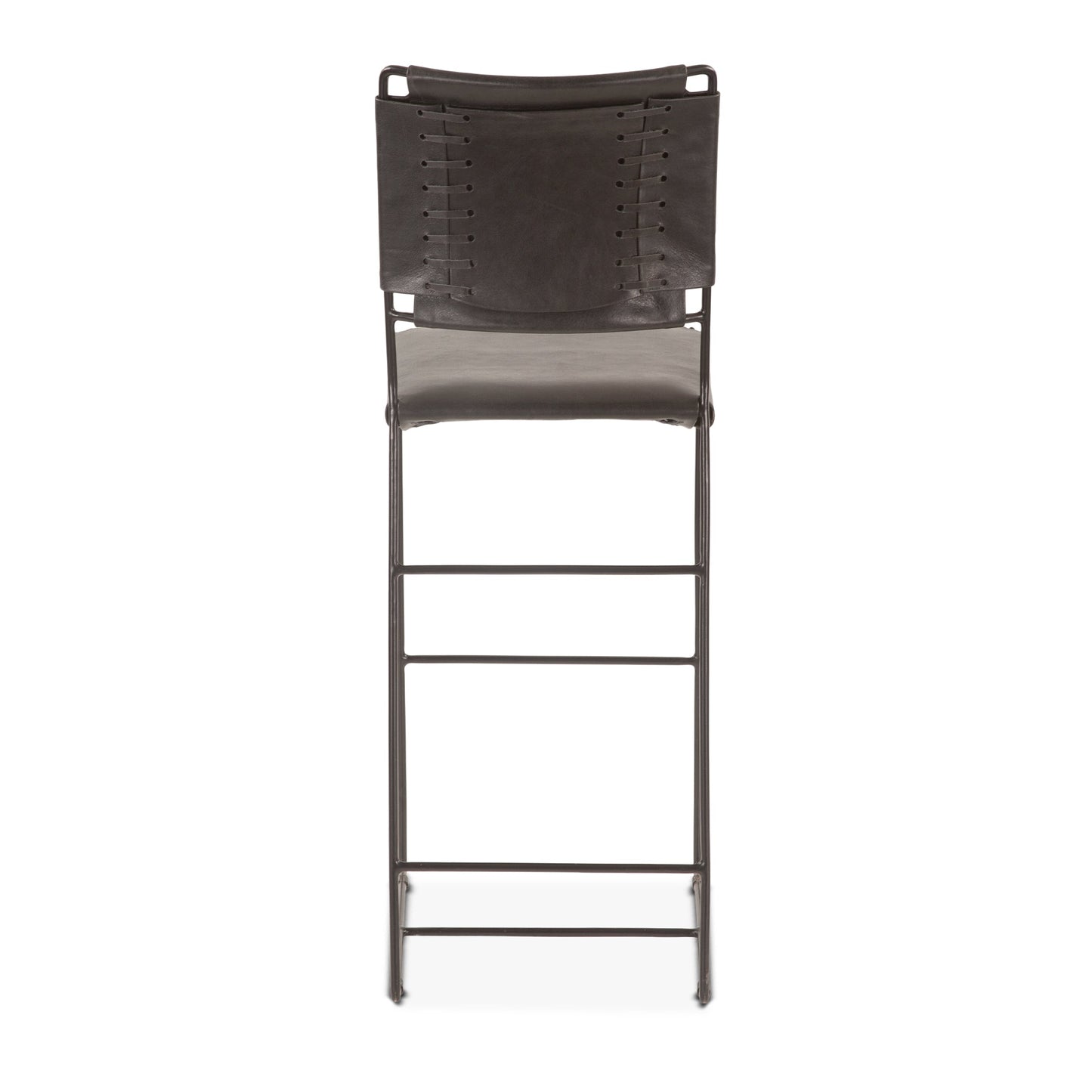 18" Black Buffalo Leather Bar Chair
