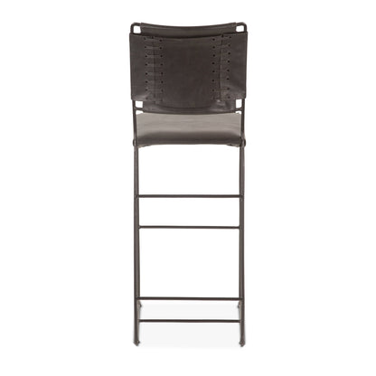 18" Black Buffalo Leather Bar Chair