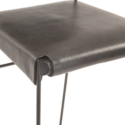 18" Black Buffalo Leather Bar Chair