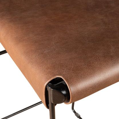 18" Brown Buffalo Leather Bar Chair