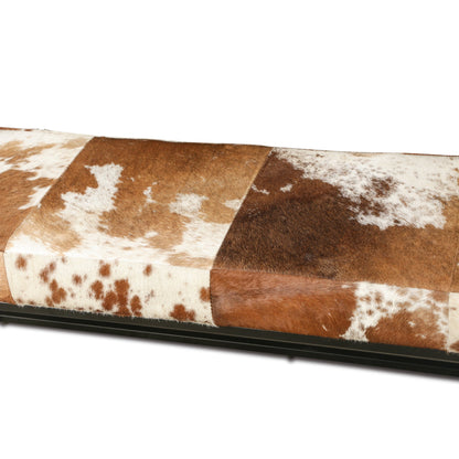 54" Brown Cowhide Leather Bench