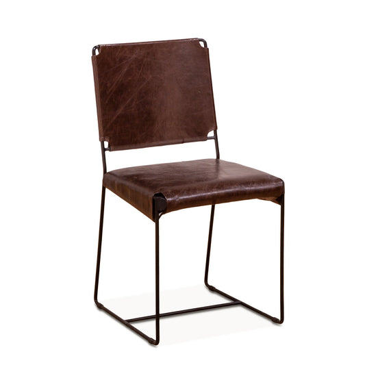 18" Chocolate Leather Dining Chair