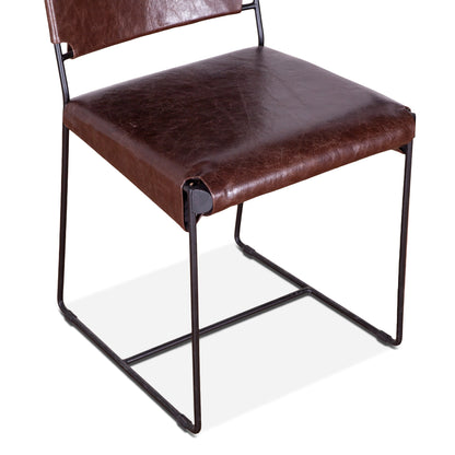 18" Chocolate Leather Dining Chair