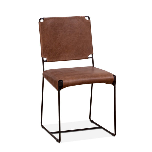 18" Tobacco Leather Dining Chair
