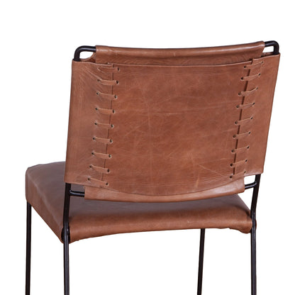 18" Tobacco Leather Dining Chair