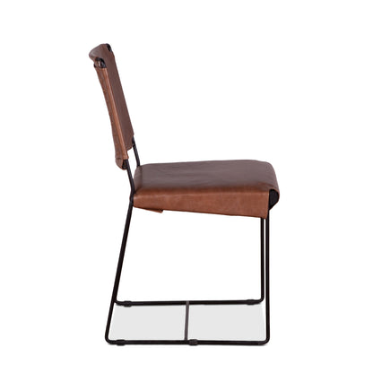 18" Tobacco Leather Dining Chair