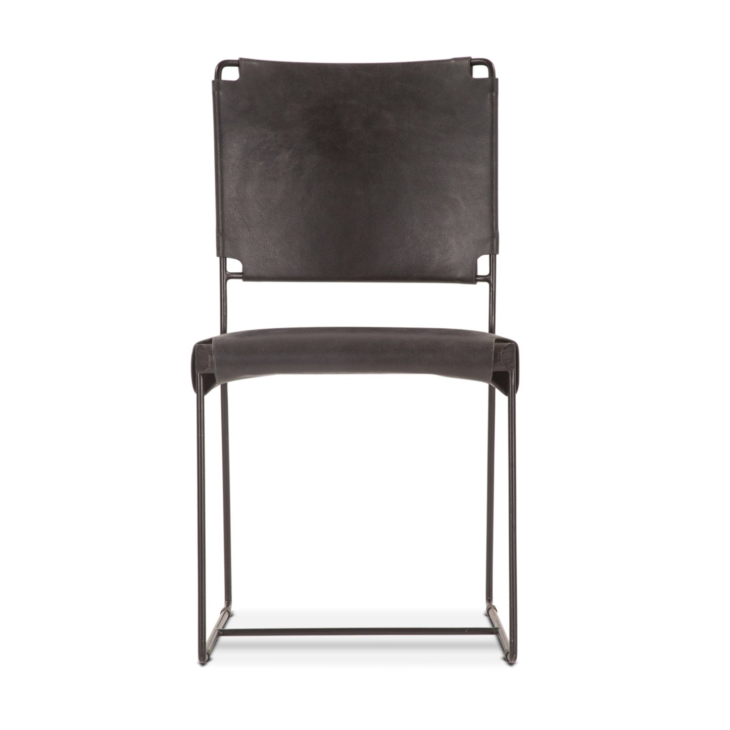 18" Black Buffalo Leather Dining Chair