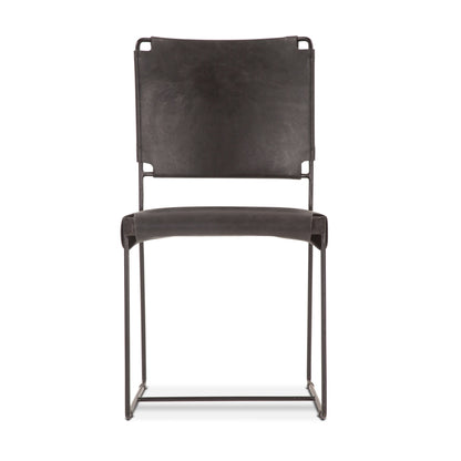 18" Black Buffalo Leather Dining Chair