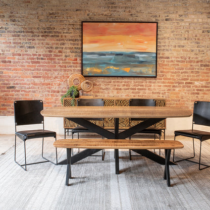 18" Black Buffalo Leather Dining Chair