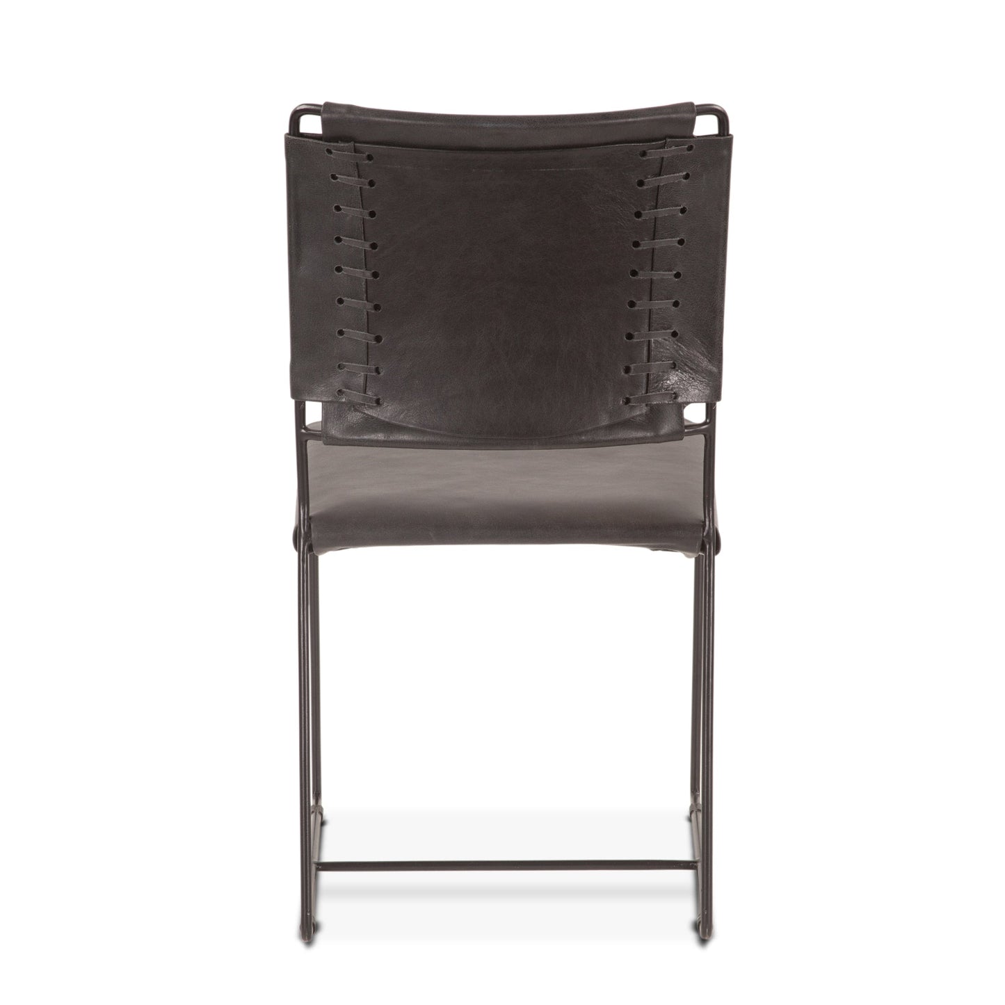 18" Black Buffalo Leather Dining Chair