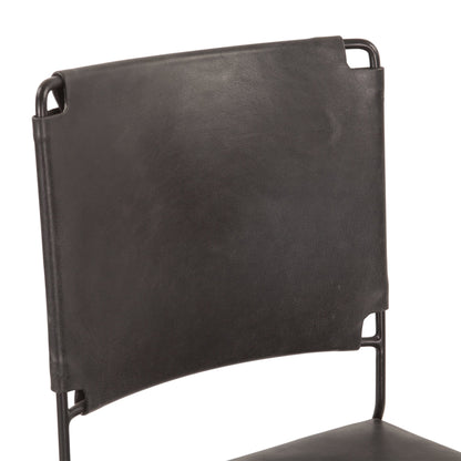 18" Black Buffalo Leather Dining Chair