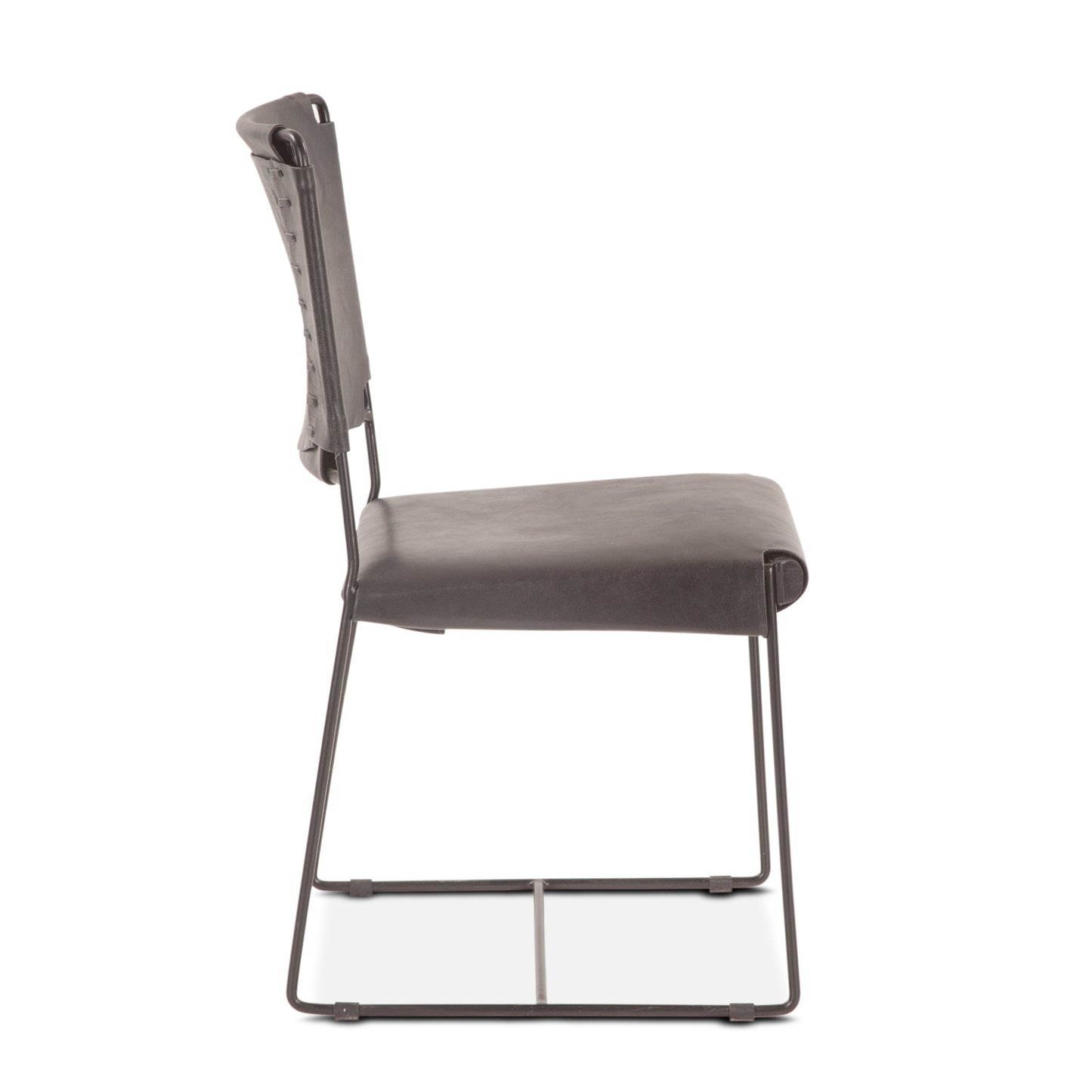 18" Black Buffalo Leather Dining Chair