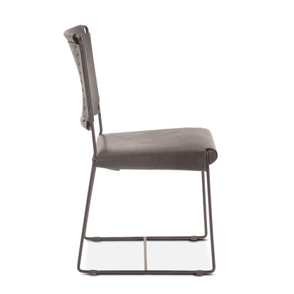 18" Black Buffalo Leather Dining Chair