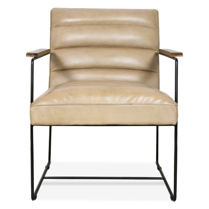 26" Antique Ivory Leather Accent Chair