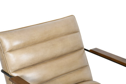 26" Antique Ivory Leather Accent Chair