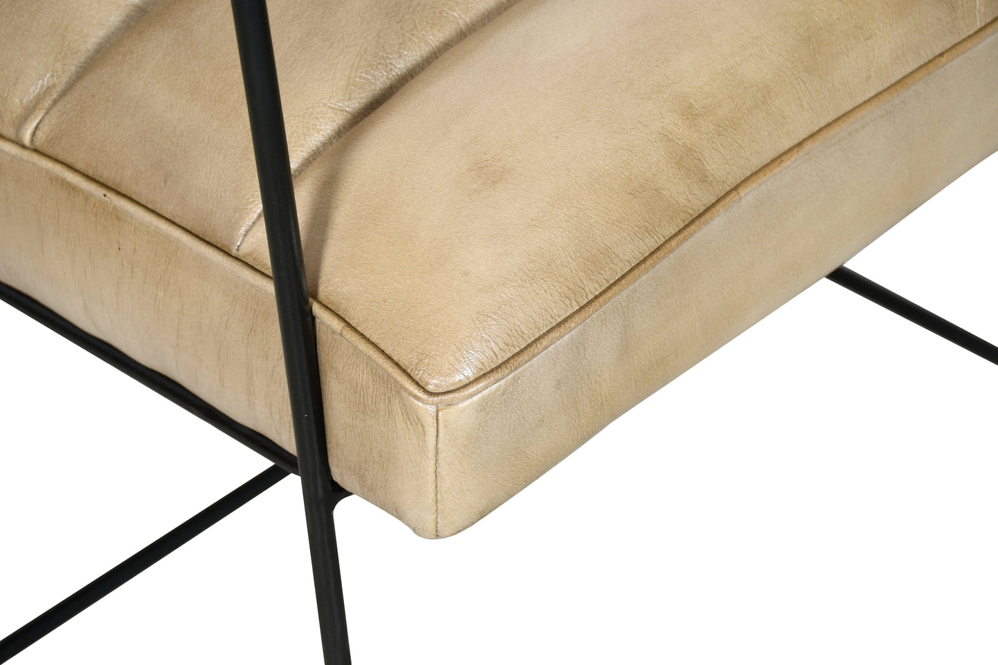 26" Antique Ivory Leather Accent Chair