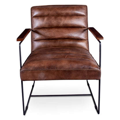 26" Antique Whiskey Leather Accent Chair