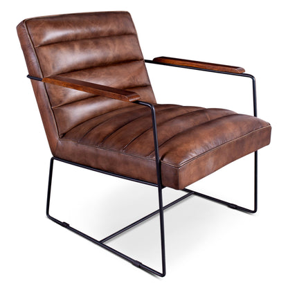 26" Antique Whiskey Leather Accent Chair