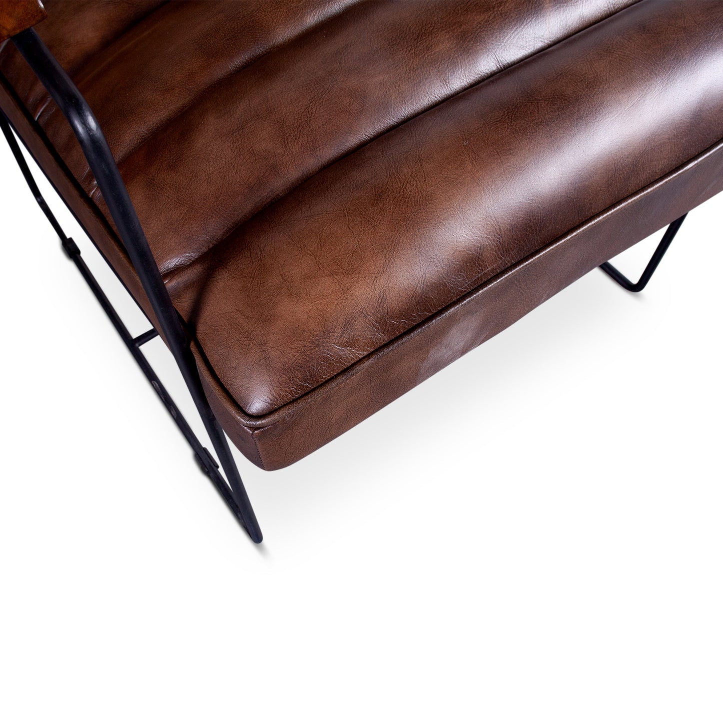 26" Antique Whiskey Leather Accent Chair