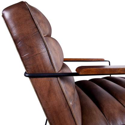 26" Antique Whiskey Leather Accent Chair